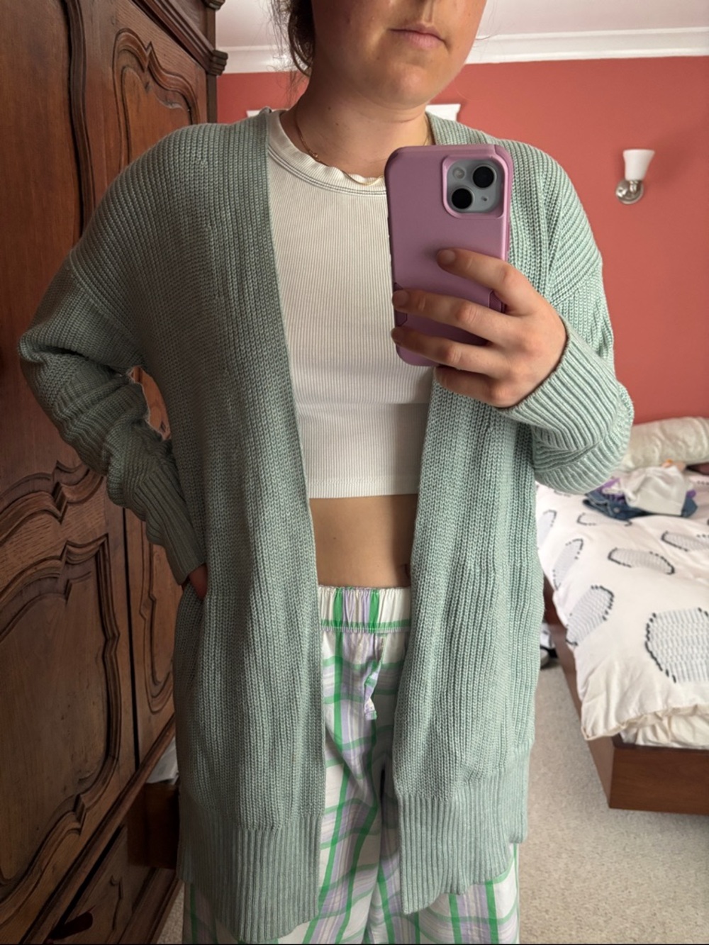 Lululemon Light Sage Green Open-Front Knit Cardigan Sweater